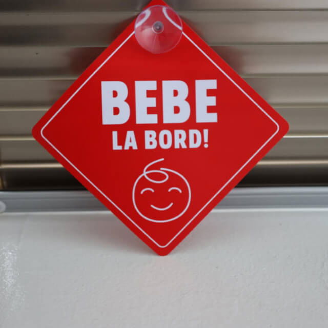 Semn bebe la bord, sticker cu ventuza, atentionare baby on board, siguranta auto, Empria, Rosu [4]