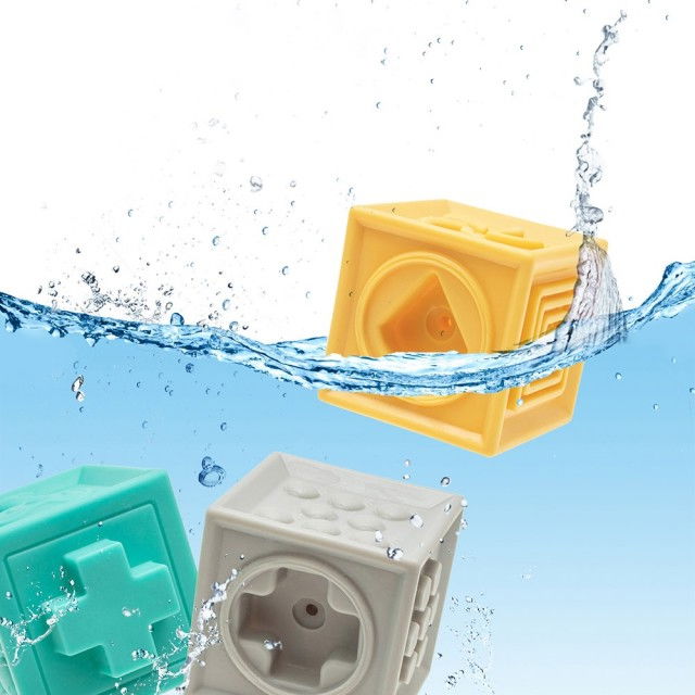 Set 12 cuburi de construit din silicon, jucarie educationala colorata, Empria, Cifre si Forme [4]