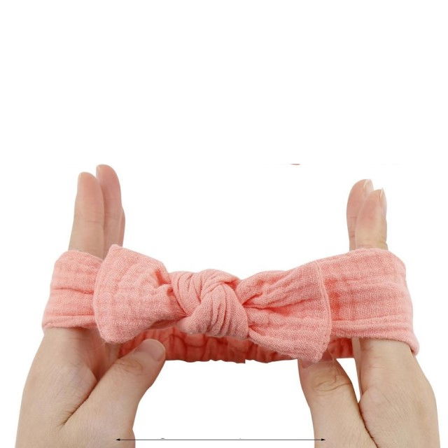 Set 3 bentite elastice pentru fetite, cu fundita, bebe 3-36 luni, Roz pastel [8]