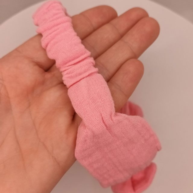 Set 3 bentite elastice pentru fetite, cu fundita, bebe 3-36 luni, Roz pastel [4]