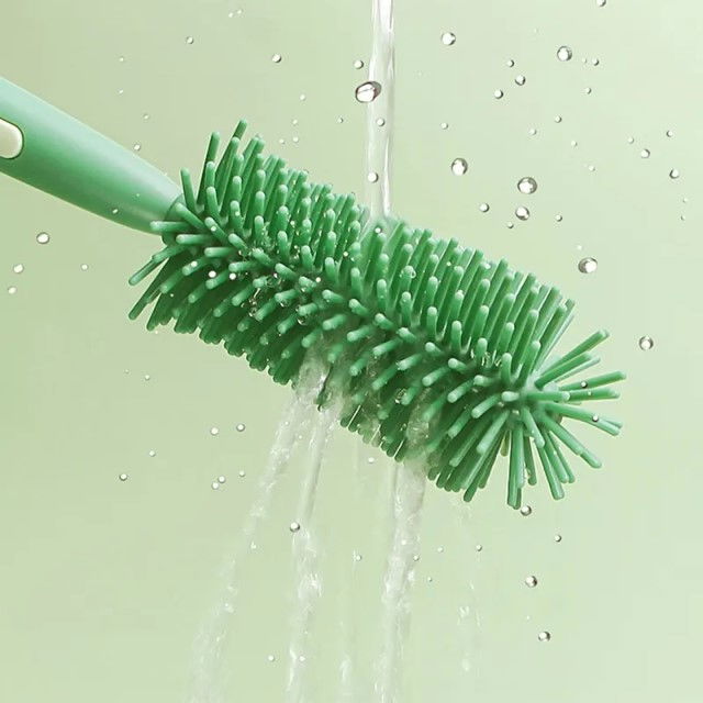 Set 3 perii din silicon pentru biberoane, tetine, suzete, paie, bebelusi, din silicon, fara BPA, Empria, Verde [2]