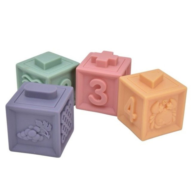 Set 4 cuburi de construit pentru copii, jucarie educationala colorata, Empria, cifre si forme [4]