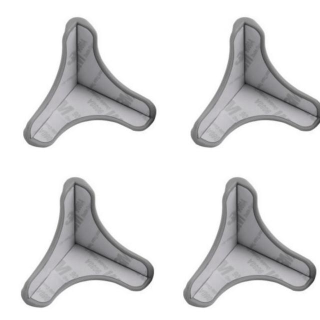 Set 4 protectii in trei laturi pentru colturi, 4.5x1.4x0.3 cm, silicon, Gri [3]