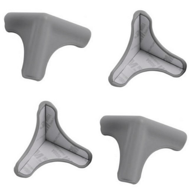 Set 4 protectii in trei laturi pentru colturi, 4.5x1.4x0.3 cm, silicon, Gri [2]