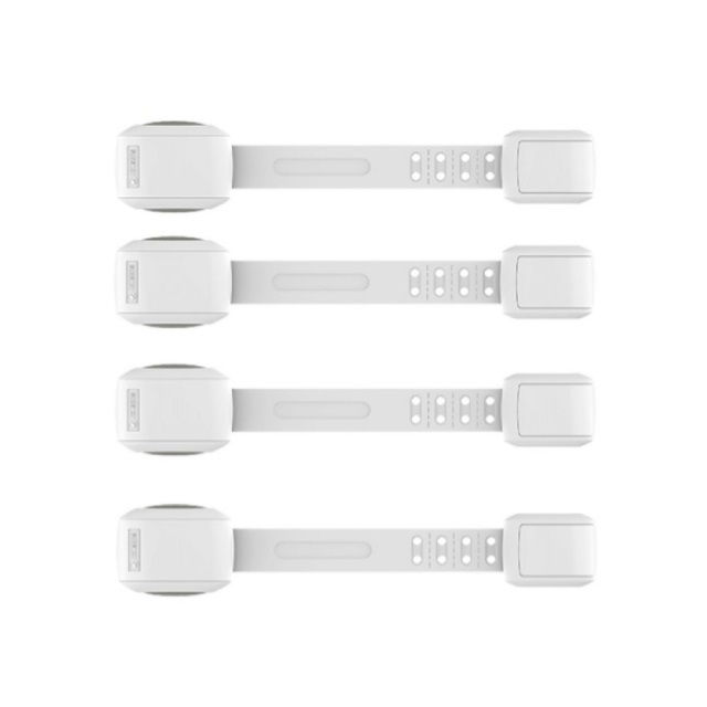 Set 4 sigurante ajustabile, cu mecanism dublu de blocare, 22.5 x 4.2 cm, alb [2]