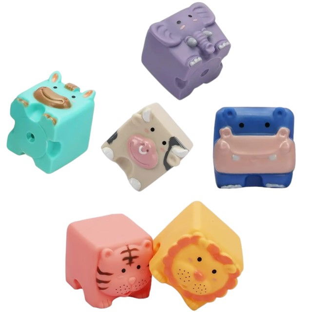 Set 6 cuburi de construit din silicon, jucarie educationala colorata, Empria, animale [8]
