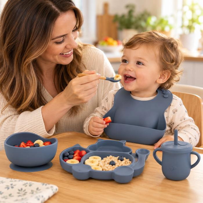Set complet din silicon fara alergeni pentru diversificare bebe, Empria, Veverita, Diverse culori [8]