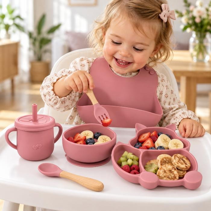 Set complet din silicon fara alergeni pentru diversificare bebe, Empria, Veverita, Diverse culori [7]