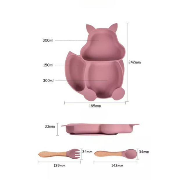 Set complet din silicon fara alergeni pentru diversificare bebe, Empria, Veverita, Diverse culori [2]