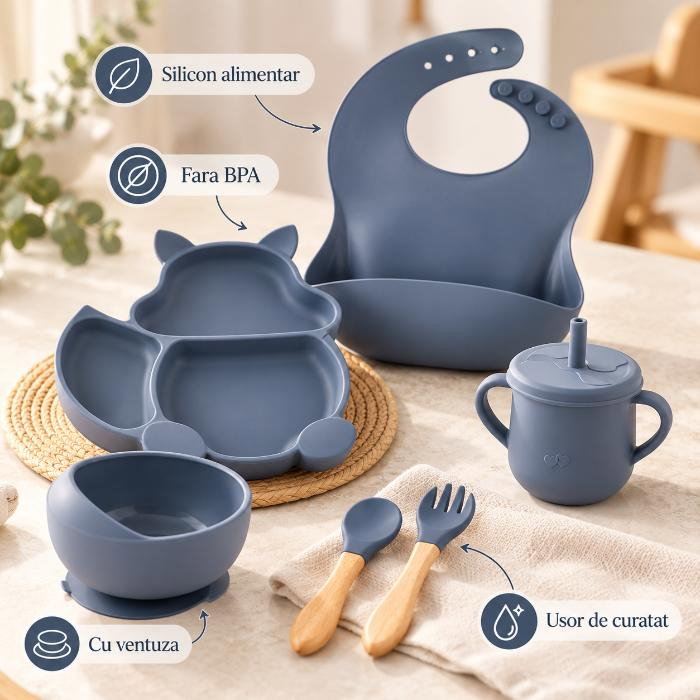 Set complet din silicon fara alergeni pentru diversificare bebe, Empria, Veverita, Diverse culori [3]