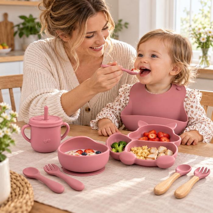 Set complet din silicon fara alergeni pentru diversificare bebe, Empria, Veverita, Diverse culori [3]