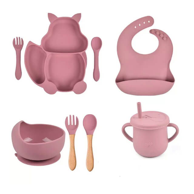 Set complet din silicon fara alergeni pentru diversificare bebe, Empria, Veverita, Diverse culori [8]