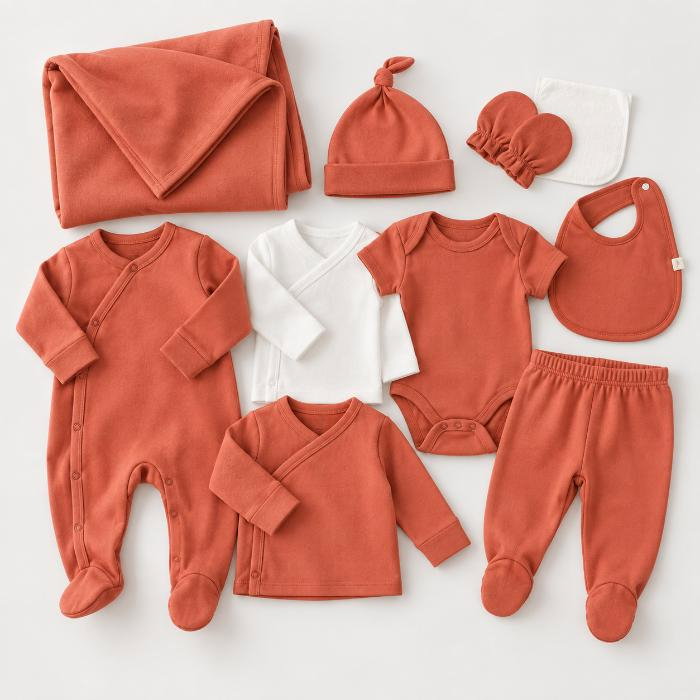 Set de 10 piese pentru nou nascut - 100% bumbac organic - Scortisoara, BabyCosy [5]