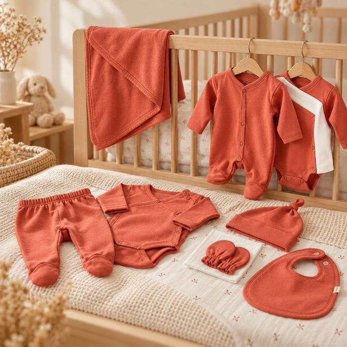 Set de 10 piese pentru nou nascut - 100% bumbac organic - Scortisoara, BabyCosy [3]