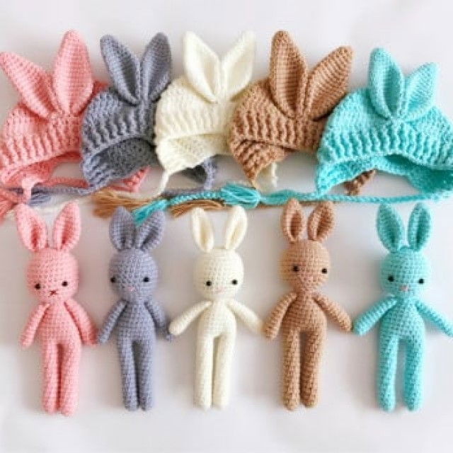 Set de caciulita cu iepuras pentru nou-nascut Drool, Diverse culori [2]