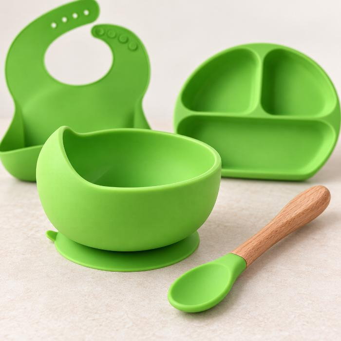 Set diversificare bebelusi, 4 piese, silicon BPA free, Empria, Verde [8]