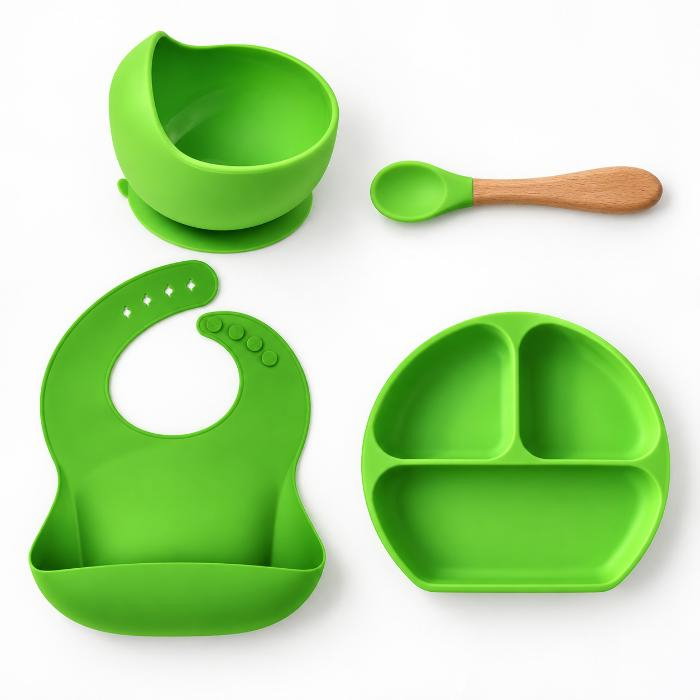 Set diversificare bebelusi, 4 piese, silicon BPA free, Empria, Verde [7]