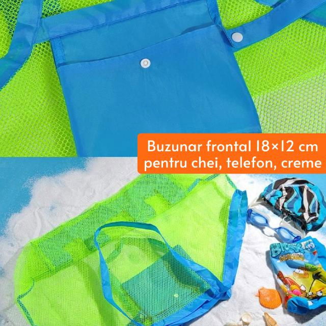 Set doua genti de plaja, din plasa, pentru parinte si copil [7]