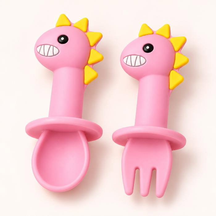 Set mini tacamuri diversificare bebelusi, silicon alimentar, cu cutie depozitare, flexibile, Dino, Empria [5]