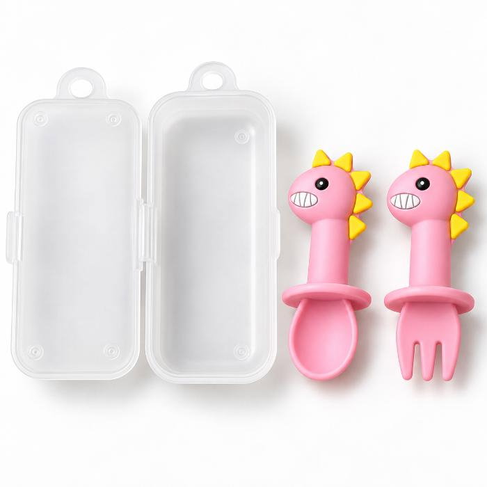 Set mini tacamuri diversificare bebelusi, silicon alimentar, cu cutie depozitare, flexibile, Dino, Empria [3]