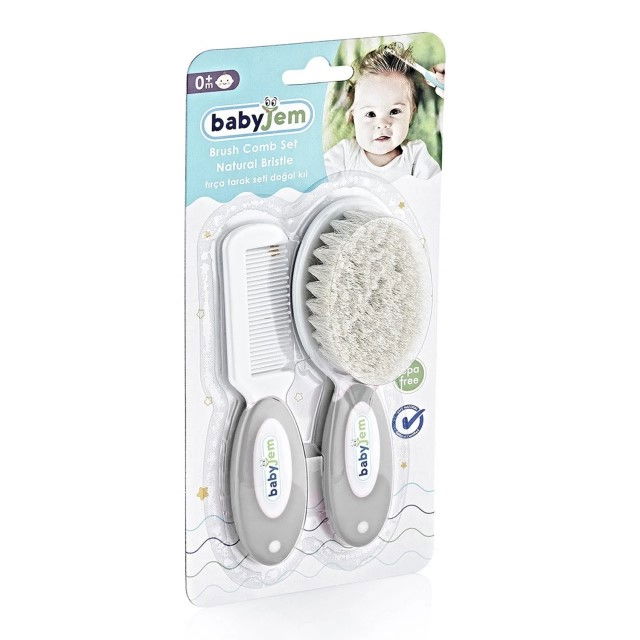Set pieptan si perie din peri naturali BabyJem, Diverse culori [2]