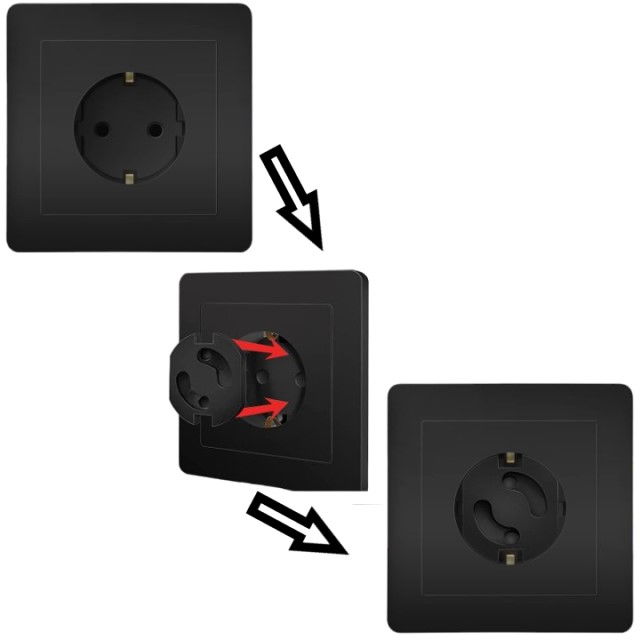 Set protectie priza copii, 10 bucati cu adeziv, Empria, Negru [3]