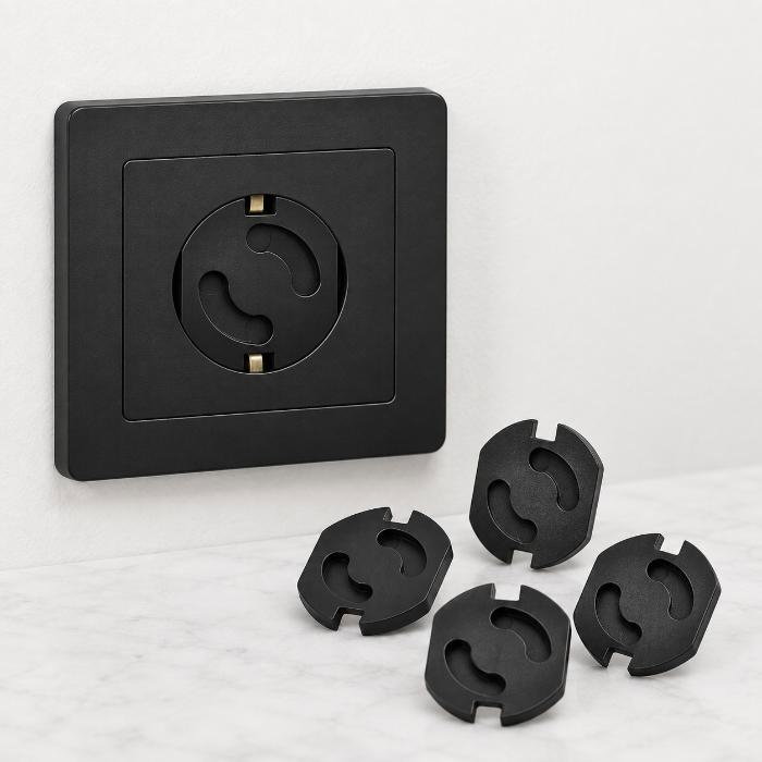 Set protectie priza copii, 10 bucati cu adeziv, Empria, Negru [7]