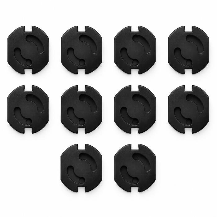 Set protectie priza copii, 10 bucati cu adeziv, Empria, Negru [10]
