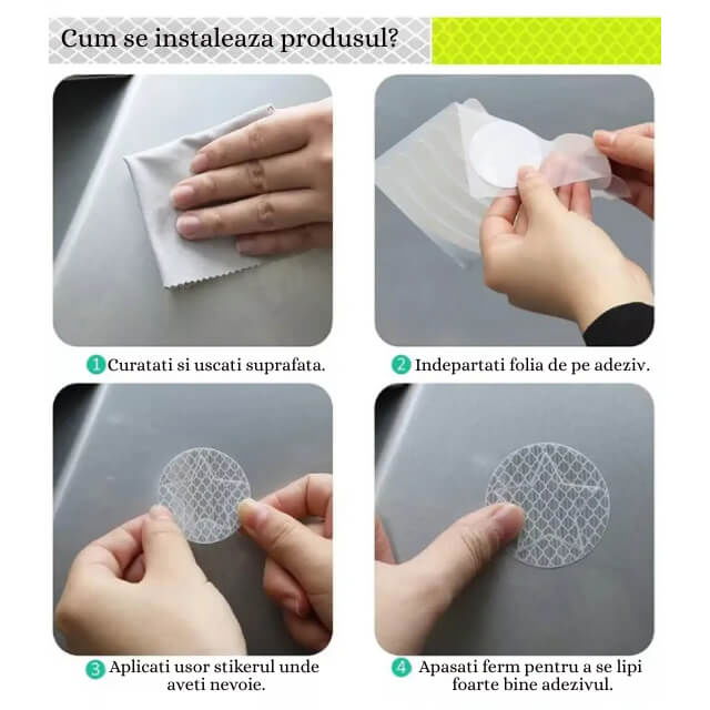 Set stickere reflectorizante, 42 bucati, fosforescente, siguranta pentru copii si adulti pe bicicleta, trotineta, carucioare, role [4]