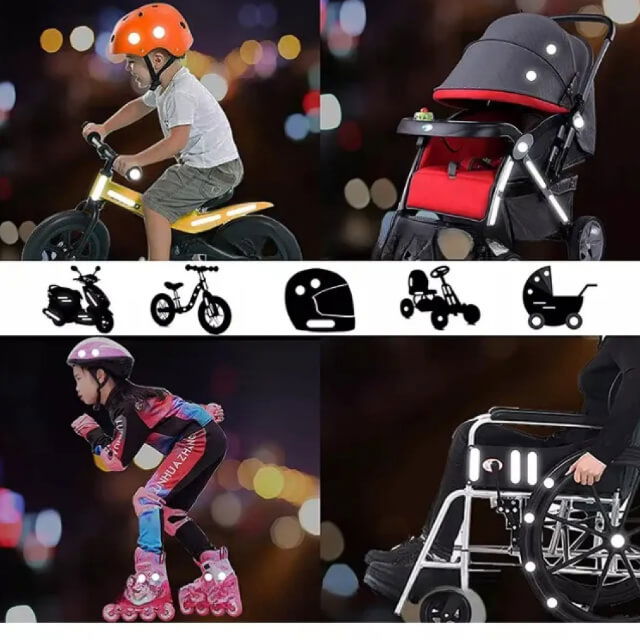 Set stickere reflectorizante, 42 bucati, fosforescente, siguranta pentru copii si adulti pe bicicleta, trotineta, carucioare, role [3]