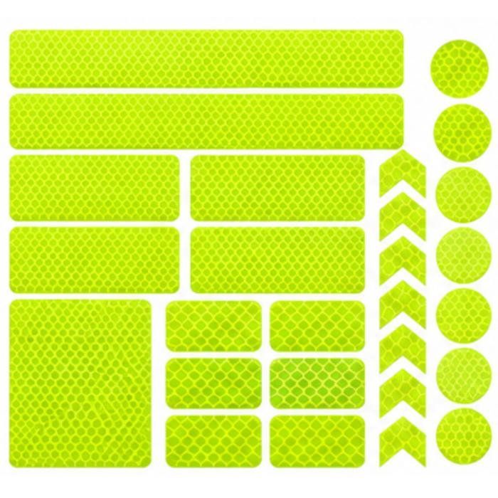Set stickere reflectorizante, 42 bucati, fosforescente, siguranta pentru copii si adulti pe bicicleta, trotineta, carucioare, role [4]