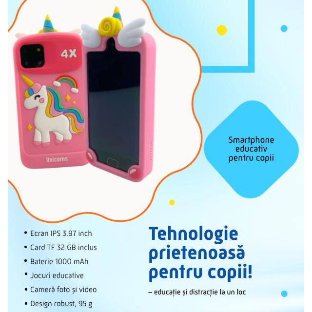 Smartphone copii jucarie educativa video foto 32gb TF card rezolutie 480*800 display 10cm, Diverse culori [2]