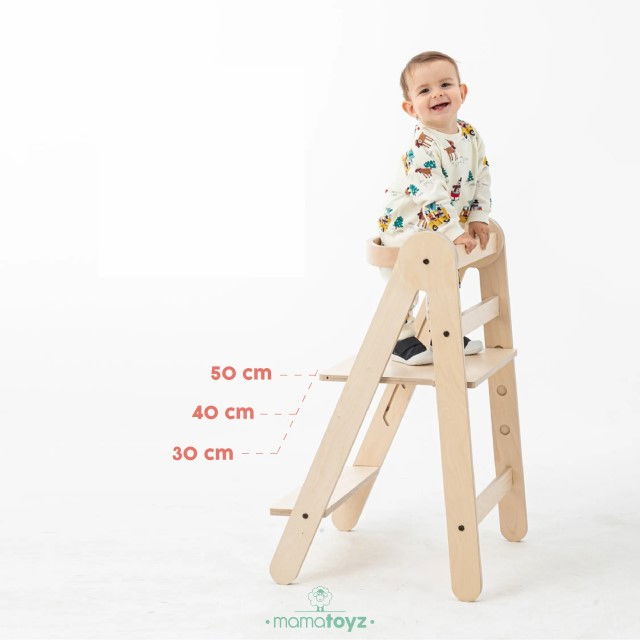 Turn de invatare-Learning Tower din lemn, pliabil MamaToyz, natur [4]
