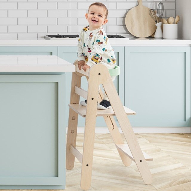 Turn de invatare pliabil MamaToyz Learning Tower din lemn, Verde [1]