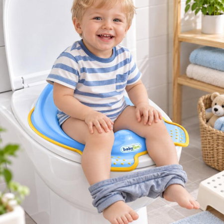 Igiena si ingrijire bebelusi - Adaptor colac WC copii BabyJem, Bleu/Galben