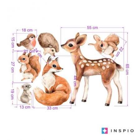 Stickere decorative - Animale din padure - autocolante pentru copii, maro
