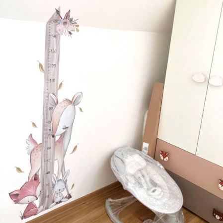 Animalute din padure - autocolant de masurare, Crem, Metru 150 cm [5]