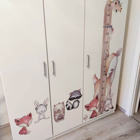 Animalute din padure - autocolant de masurare, Crem, Metru 150 cm [2]