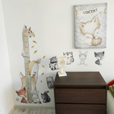 Animalute din padure - autocolant de masurare, Crem, Metru 150 cm [3]
