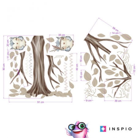 Stickere decorative - Autocolant copac in culori naturale, 200 x 110 cm