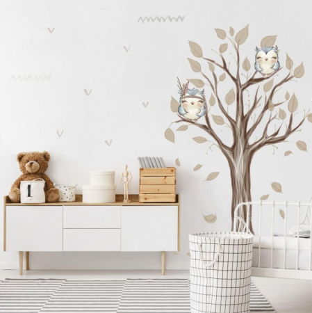 Stickere decorative - Autocolant copac in culori naturale, 200 x 110 cm