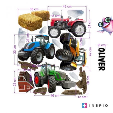 Stickere decorative - Autocolant de perete pentru baieti - Tractoare cu Nume