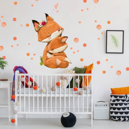 Stickere decorative si covorase - Autocolant deasupra patului - Vulpi care se imbratiseaza