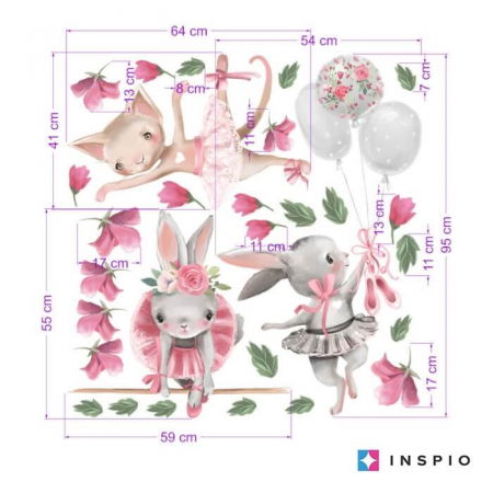 Stickere decorative - Autocolant pentru perete - Animale care danseaza balet