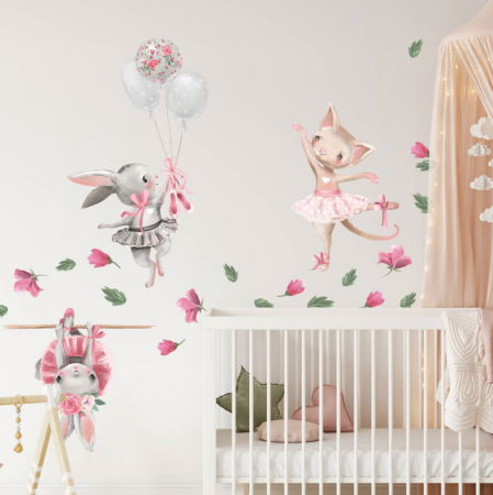 Stickere decorative - Autocolant pentru perete - Animale care danseaza balet