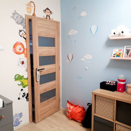 Autocolant pentru perete - Animale de la zoo in jurul usii, set 9 buc, de la 14 la 29 cm pe ambele parti [3]