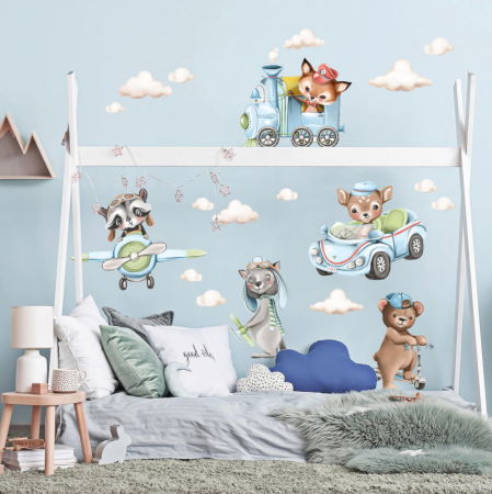 Stickere decorative si covorase - Autocolant pentru perete - Animale in calatorie, N.2.