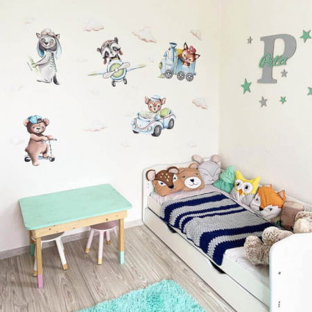 Stickere decorative - Autocolant pentru perete - Animale in calatorie, Diverse marimi