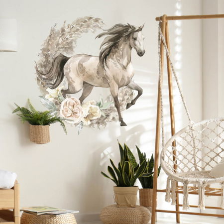 Stickere decorative si covorase - Autocolant pentru perete - Cal maro in stil boho