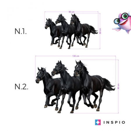 Stickere decorative - Autocolant pentru perete cu trei cai negri, Diverse marimi